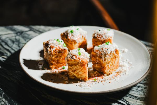 Layered Yuca Tots, Piri Piri Aioli, Espelette