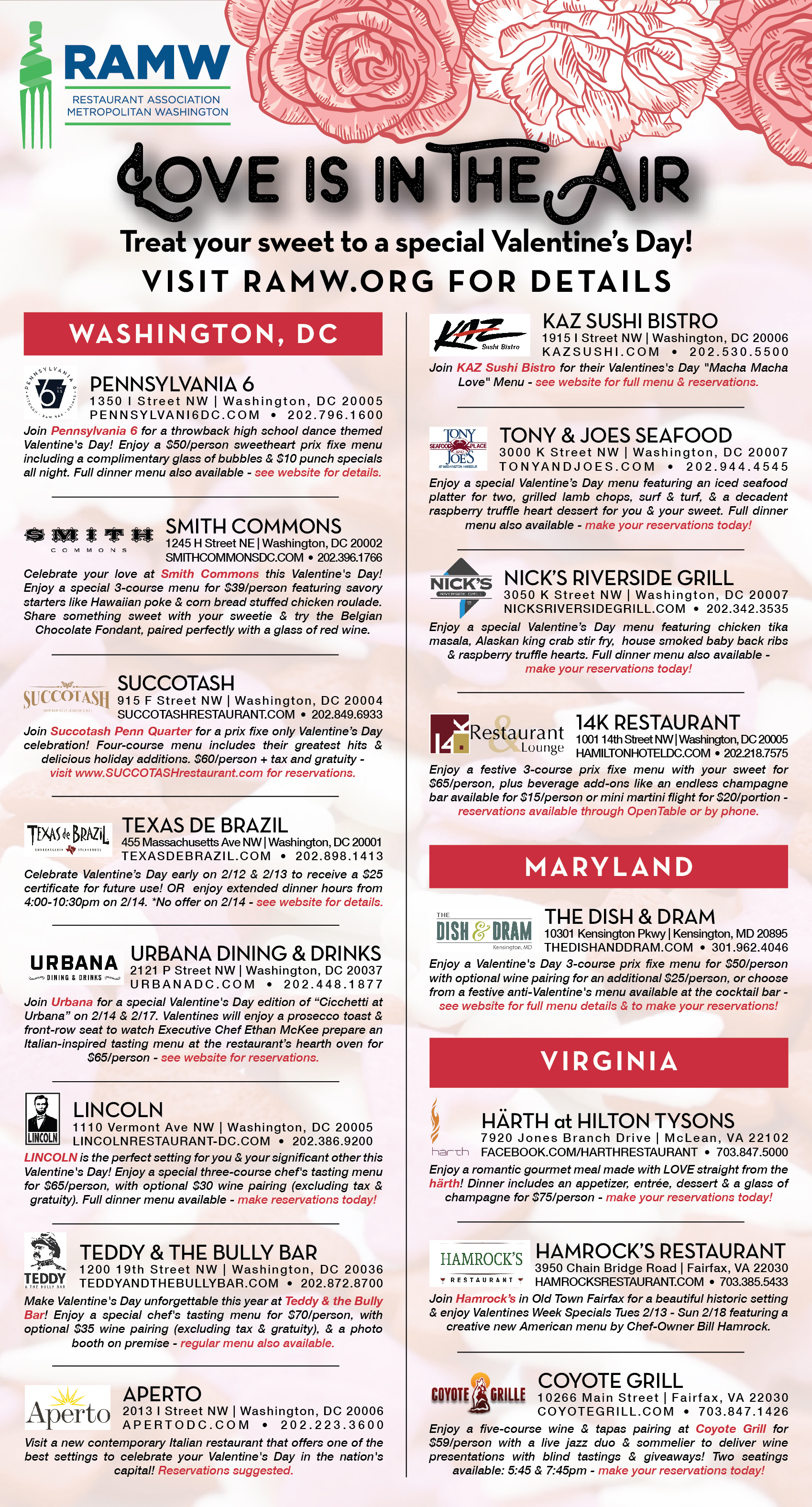 Valentine's Day Dining Specials | Restaurant Association ...