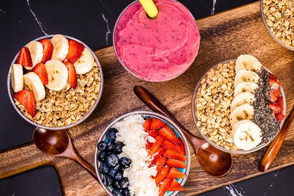 Variety of smoothie bowls 