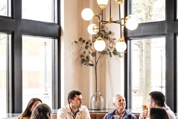 Our cozy round banquet table, seating for up to 8 people.