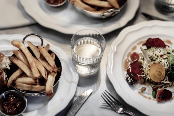 House made Frites are served with a number of our dishes, along with some reinvented classics like beets and chevre salad