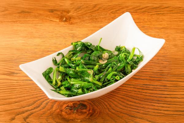 Wok Blistered Snow Pea Shoots