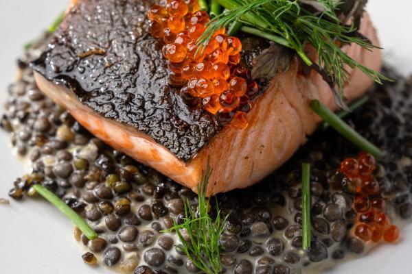Pan-Seared Salmon and Lentils