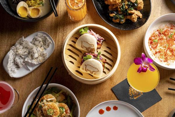 Tablescape of food