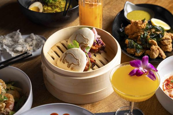 Bao Buns and floral cocktail