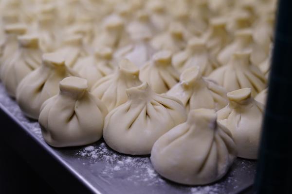 Georgian dumplings 'khinkali' ready to go in the water