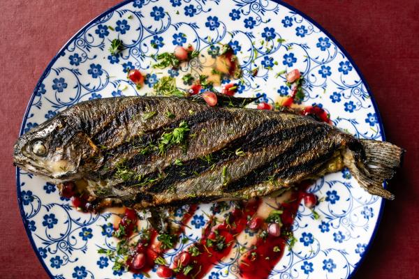 Grilled River Trout with Pomegranate Glaze
