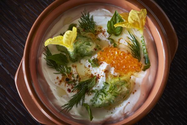 Tzatziki Labne - Yogurt, Cucumber, Basil, Dill, Trout Roe 2 Photo by Greg Powers.jpg